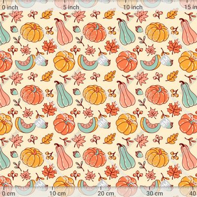 Праздник урожая. Осенний принт с тыквами и яркими листьями by Sofiya 417 DPI