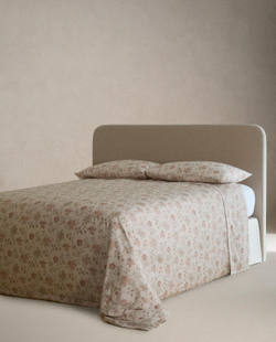 Zara Home - Простыня из атласа с цветочным рисунком (300 нитей), экрю, 290x280 см