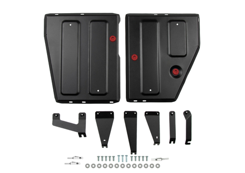 Защита топливного бака АвтоБроня для Jetour X50 МКПП, РКПП FWD 2024-н.в., рынок РФ, сталь 1.5 мм, с крепежом, штампованная, 111.00966.1