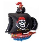 Шар (15"/38 см) Мини-фигура, Пиратский корабль, Черный