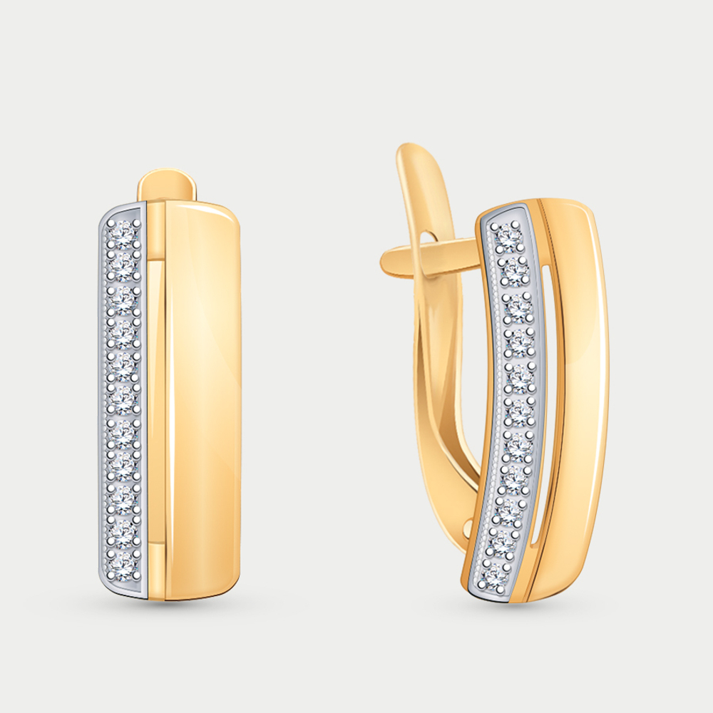 Серьги женские с фианитами из розового золота 585 пробы (арт. 21065)