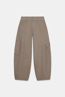 ZARA БРЮКИ КАРГО GLOBO, СЕРО-КОРИЧНЕВЫЙ