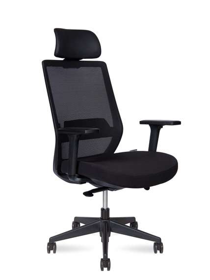 Кресло офисное Норден / Моно блэк / Mono black / черный пластик / черная ткань / черная сетка