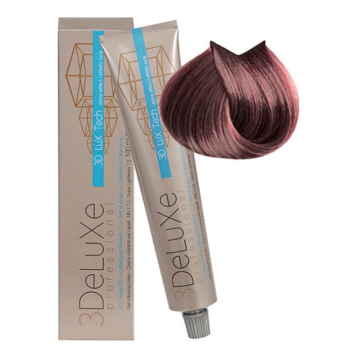 Стойкая крем-краска для волос Оттенок 7.72 Блондин коричнево-перламутровый 3DeLuXe Crema Colorante 100мл