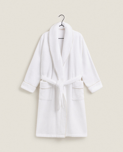 ZARA HOME ХЛОПКОВЫЙ ХАЛАТ, БЕЛЫЙ