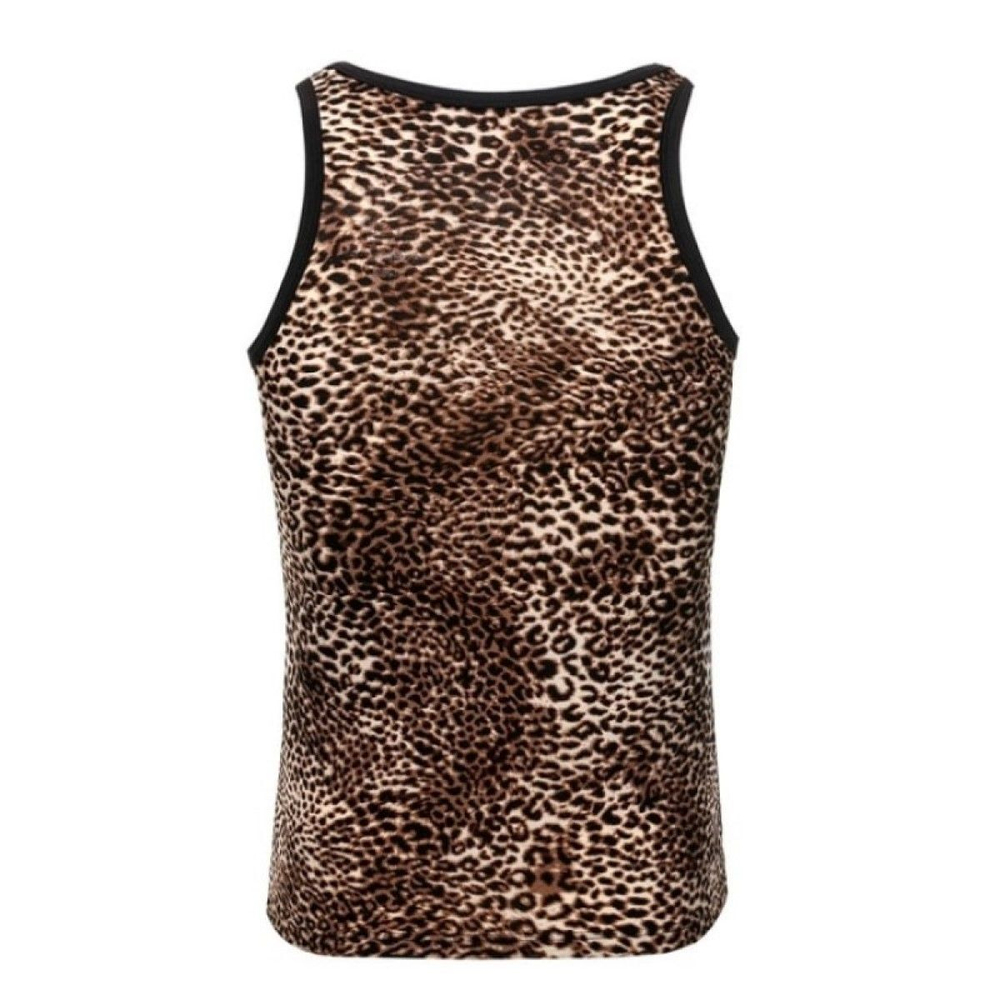 Стильная мужская майка с леопардовым принтом (Размер: XL) (Цвет: коричневый)