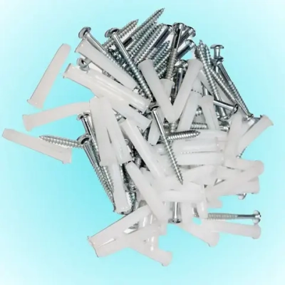 Шуруп полукруг 4х40 с дюбелем 6х35 белый, 50шт.