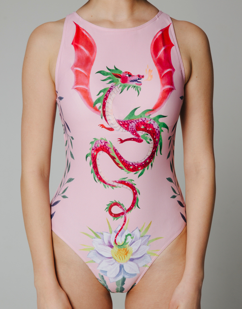 Купальник слитный Дракон Розовый
