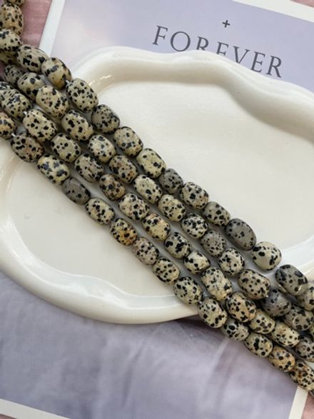 Бусины из далматиновой яшмы 12х17мм, прямоугольная галтовка