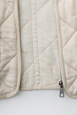 ZARA СТЕГАНАЯ КУРТКА НА МОЛНИИ, ЭКРЮ