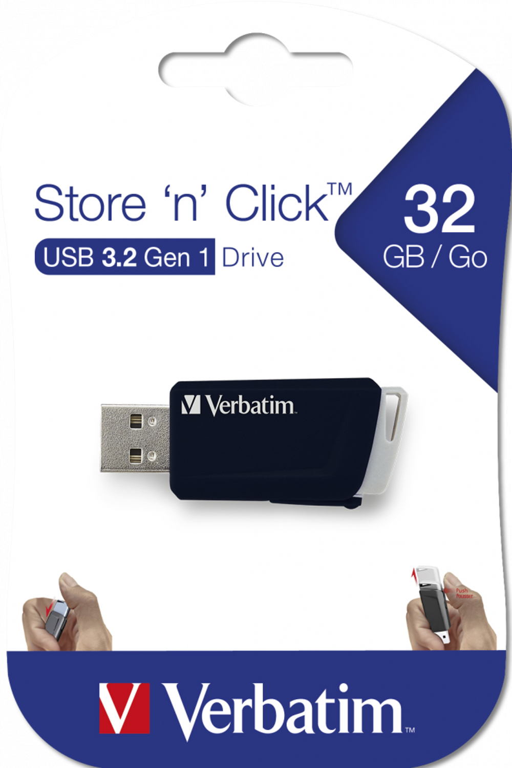 Флеш-накопитель Verbatim Store 'n' Click 32GB USB-A, R/W 80/25 МБ/с