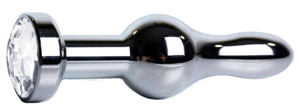 Серебристая анальная пробка с прозрачным кристаллом - 10,5 см. (Цвет: прозрачный)