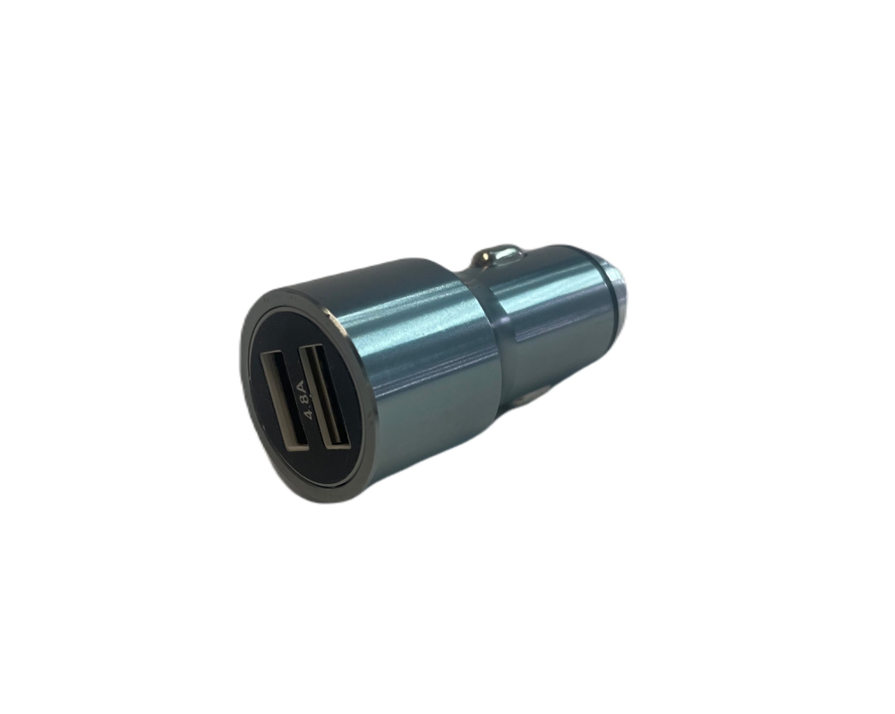 Штекер в прикуриватель с 2USB 4.8А алюминиевый (переходник)