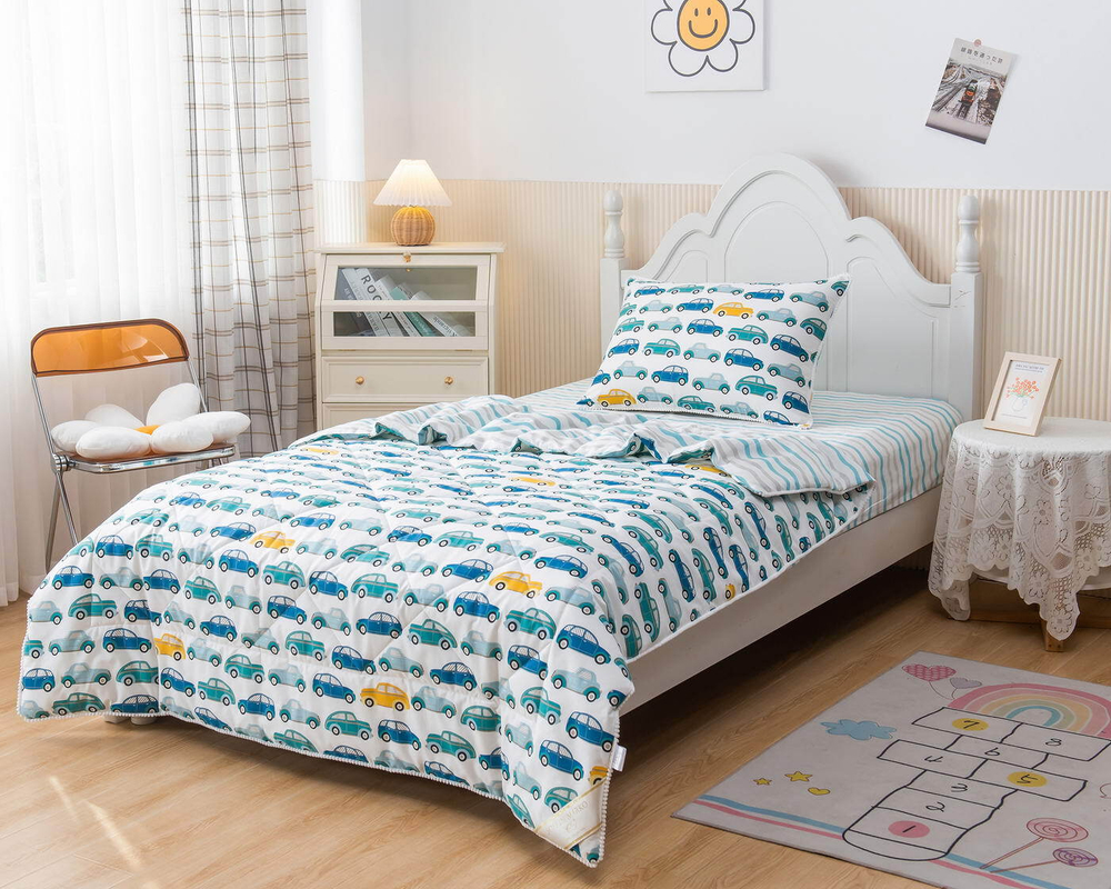 Детское постельное белье 1.5 спальное Sofi De MarkO Авто Чайка белое
