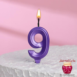 Свечи в торт "Грань" фиолетовый металлик №9, 7,8 см