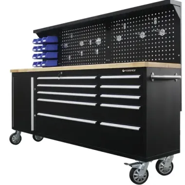 Верстак металлический передвижной 485х1480х2130мм (перфорация: 530х2130мм, деревянная столешница: 40х485х2130мм, шкаф одностворчатый: 460х590х680мм) Forsage F-01Y0109