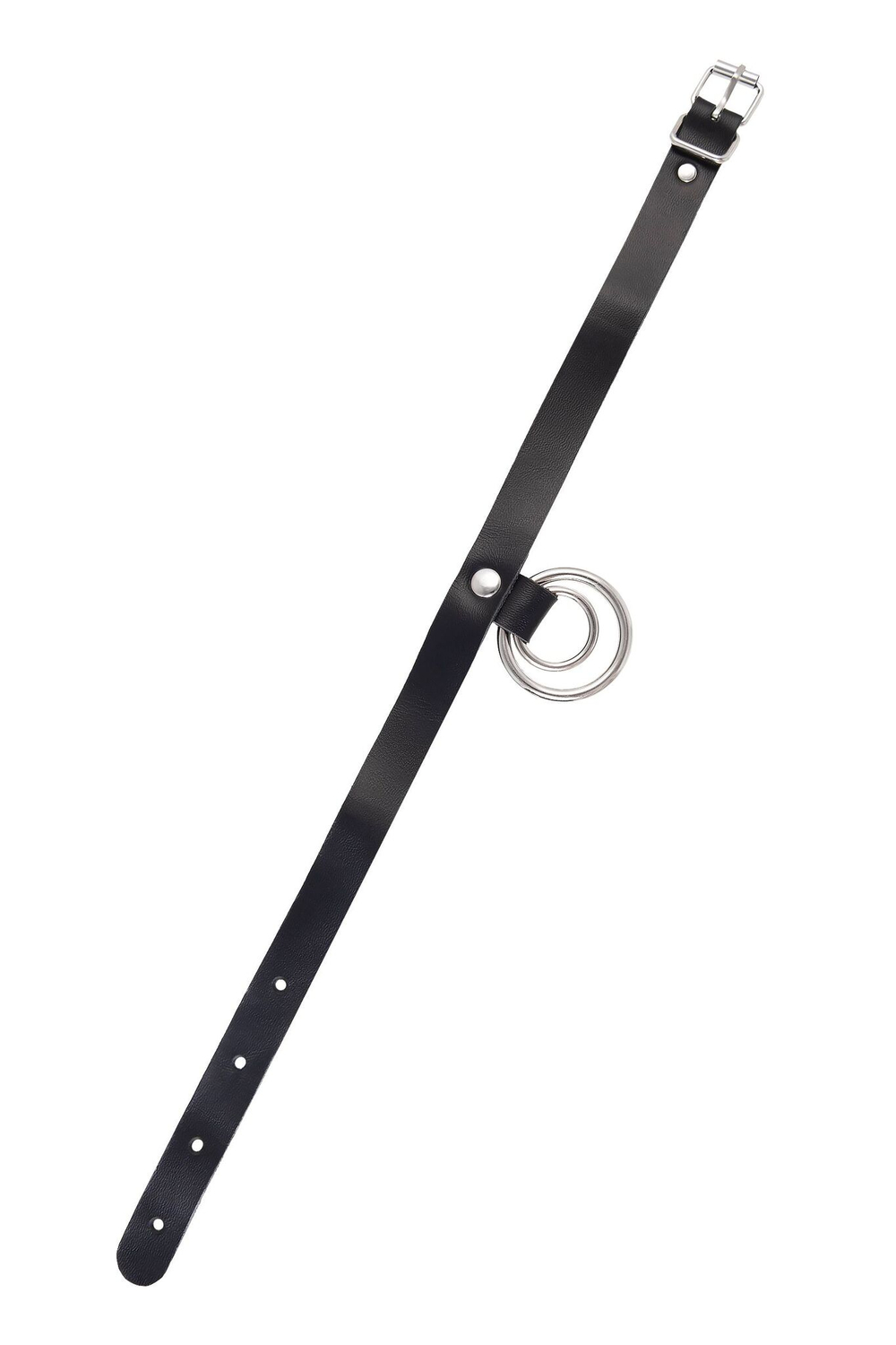 Черный чокер-ошейник с кольцом в кольце (Цвет: черный)