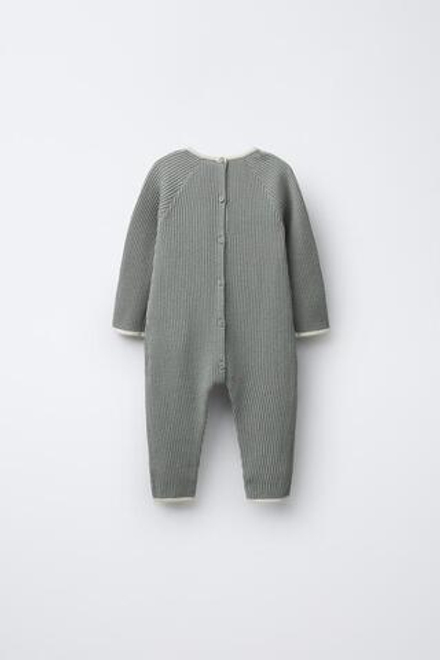 ZARA КОМБИНЕЗОН С КОНТРАСТНОЙ ОТДЕЛКОЙ, СВЕТЛЫЙ ХАКИ