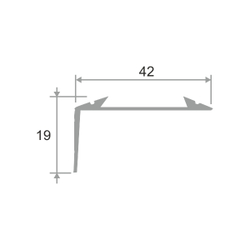 Алюминиевый угловой порог для пола с резиновой вставкой ПО 38х23 (42x19) 2700 мм