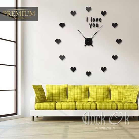 Настенные 3D часы I love you
