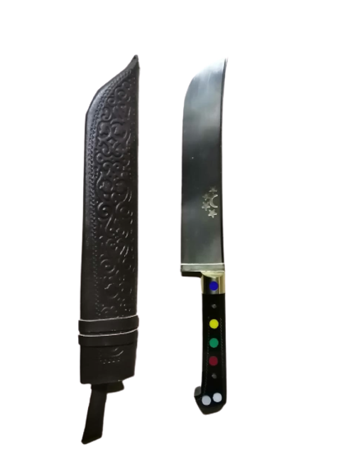 Нож Пчак средний, Ерма оргстекло, гарда латунь,ШХ-15, 15-16 см