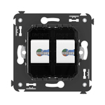 Компьютерная розетка RJ-45 без шторки в стену, кат.5е двойная, "Avanti", "Черный квадрат"