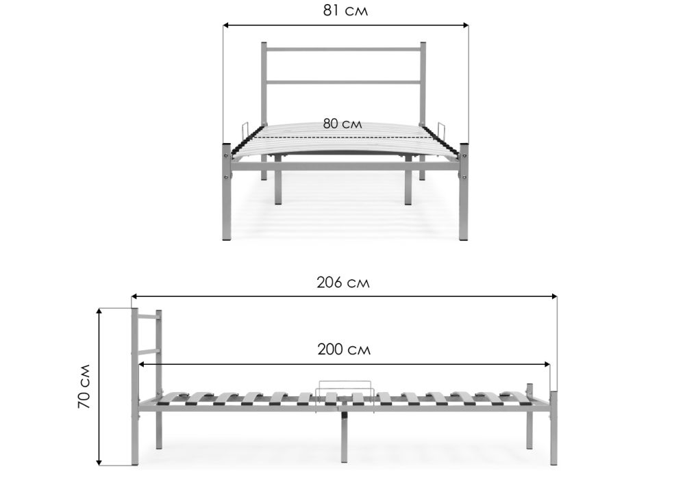Односпальная кровать Фади 80х200 серая