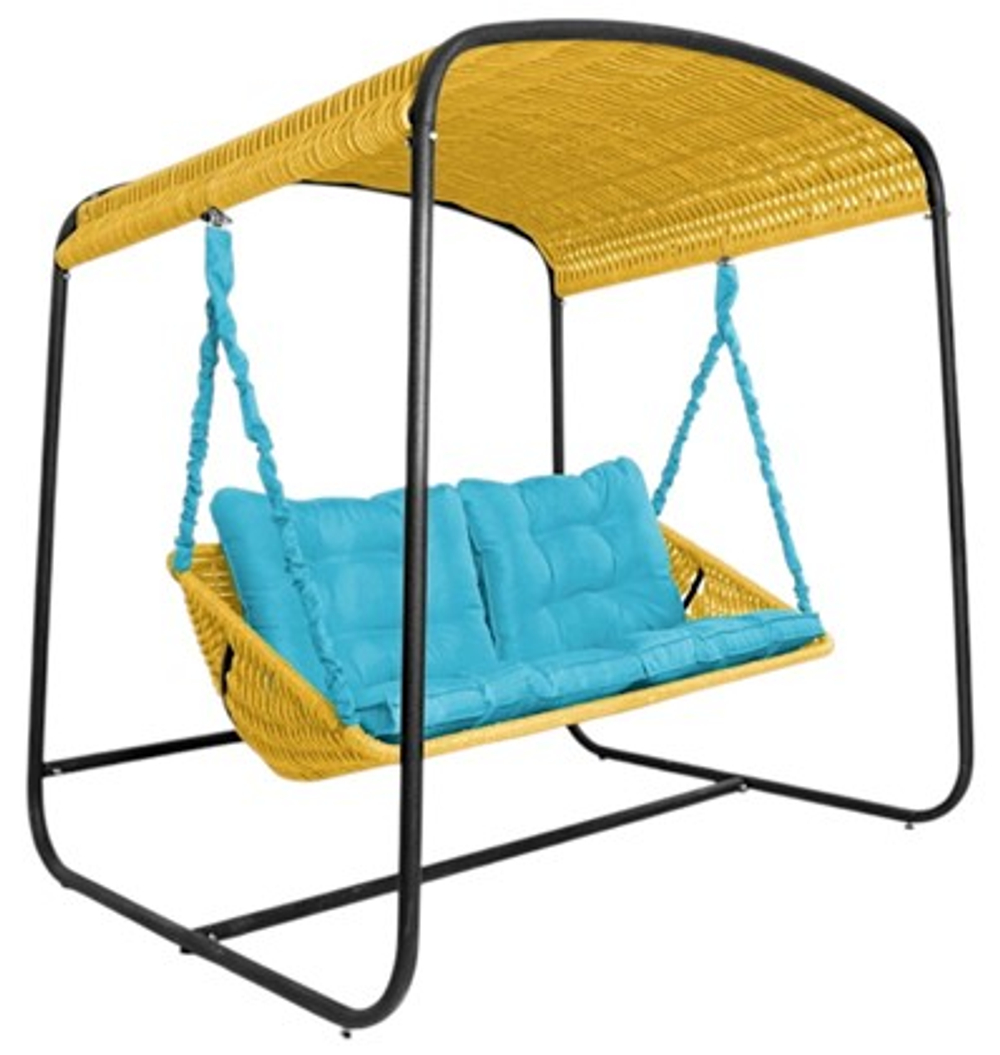 Качели DeckWOOD Sky Bed Lite (желтый, подушка голубая)