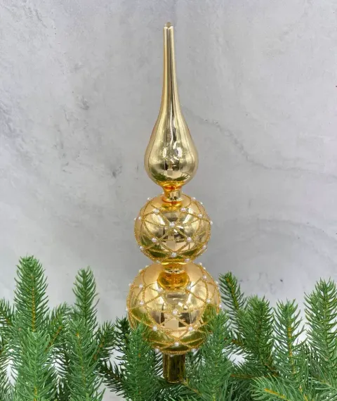 Елочная стеклянная макушка Золотая россыпь 31 см., золото, Christmas DeLuxe (13169)