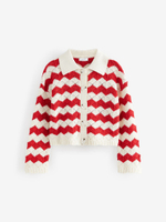 Кардиган вязаный для девочки Next E25-054, Белый, Красный
