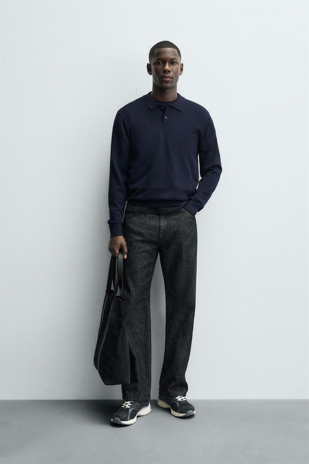 ZARA ПОЛО ИЗ 100% ШЕРСТИ, МОРСКОЙ СИНИЙ