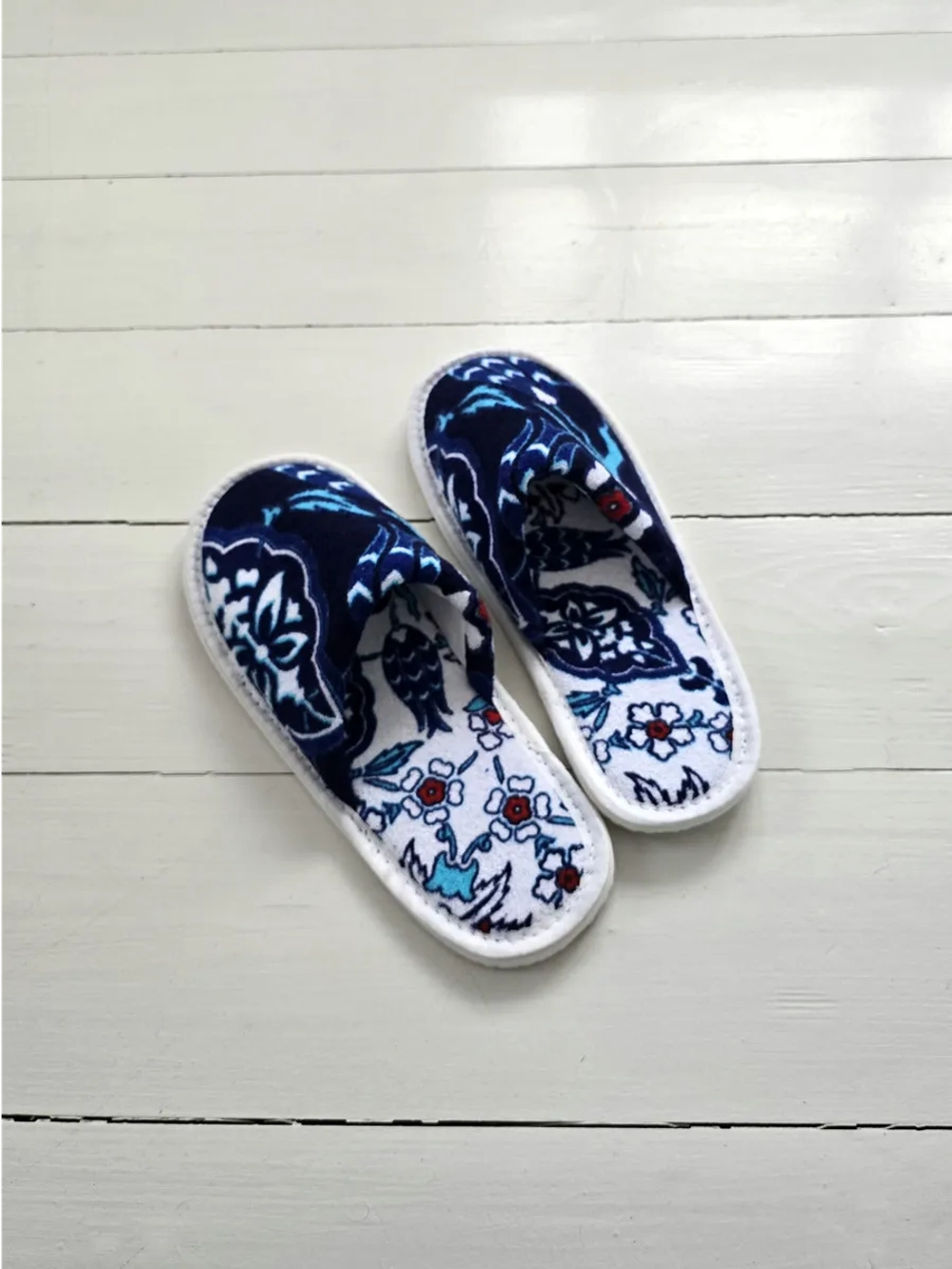 Тапочки махровые синий узор