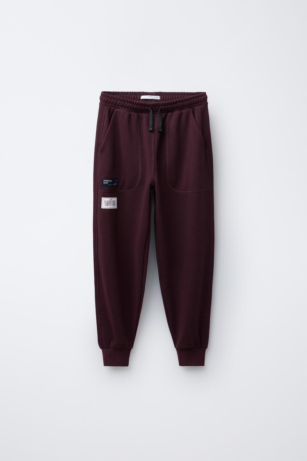 ZARA БРЮКИ-ДЖОГГЕРЫ С НАШИВКАМИ, БУРГУНДИ