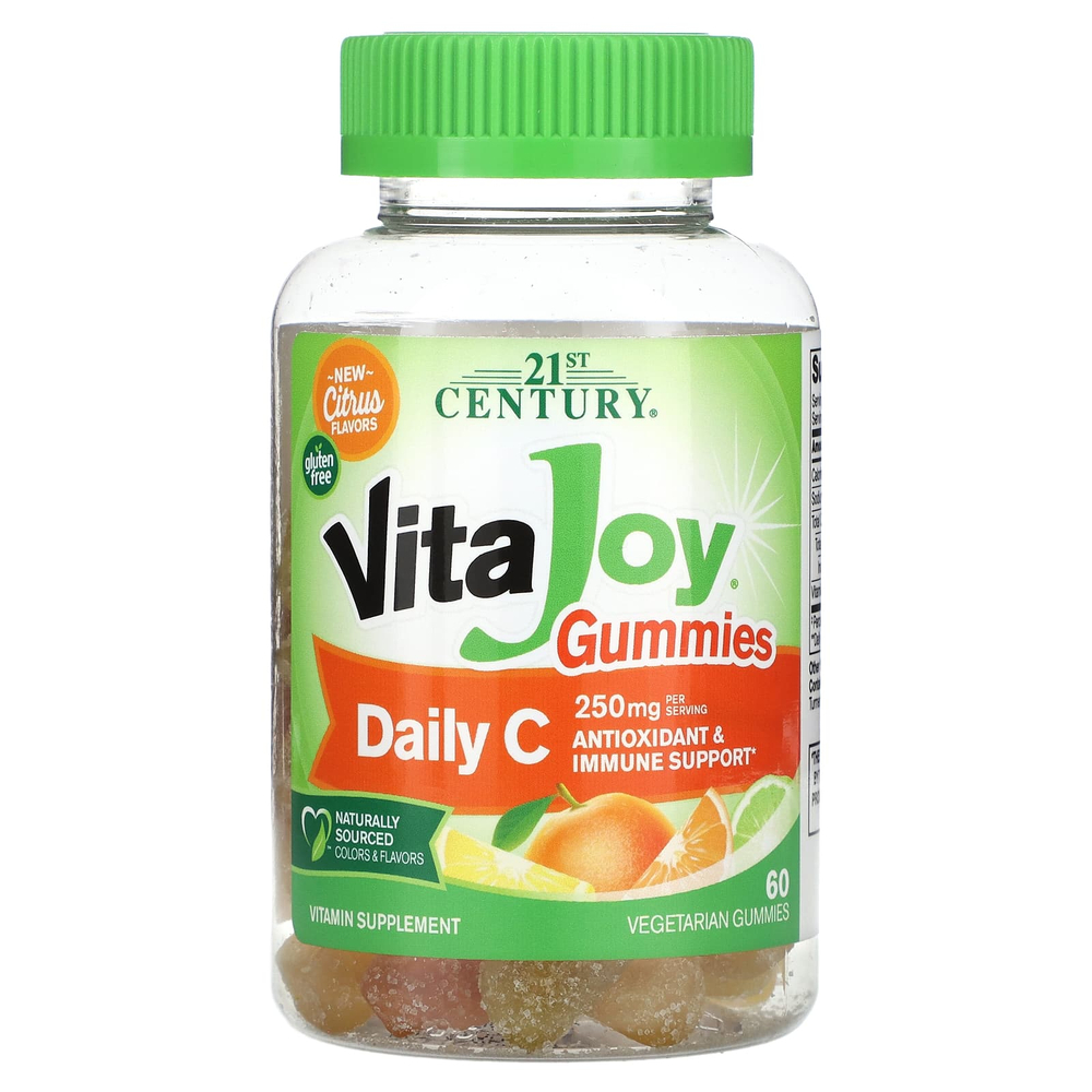 21st Century, VitaJoy® Daily C, жевательные таблетки, со вкусом цитрусовых, 60 вегетарианских жевательных таблеток (125 мг в 1 жевательной таблетке)