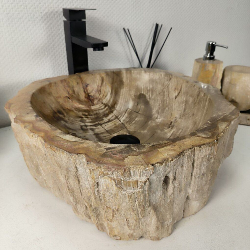 Каменная раковина из окаменелого дерева OD-04343 (44*43*15) 0175 из натурального камня