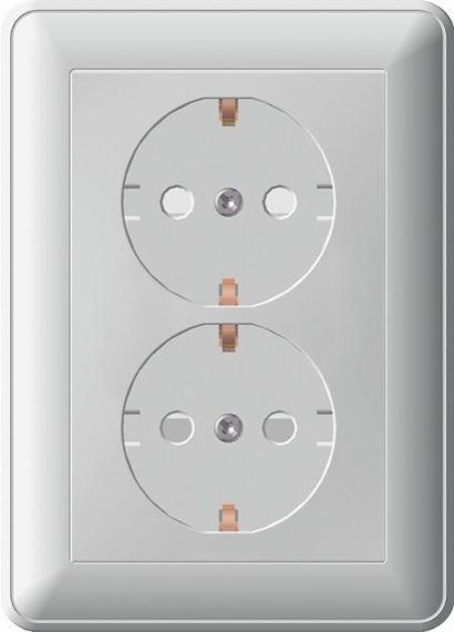 Розетка двойная 2К+З Schneider Electric W59 16A 250V со шторками слоновая кость RS16-255-28