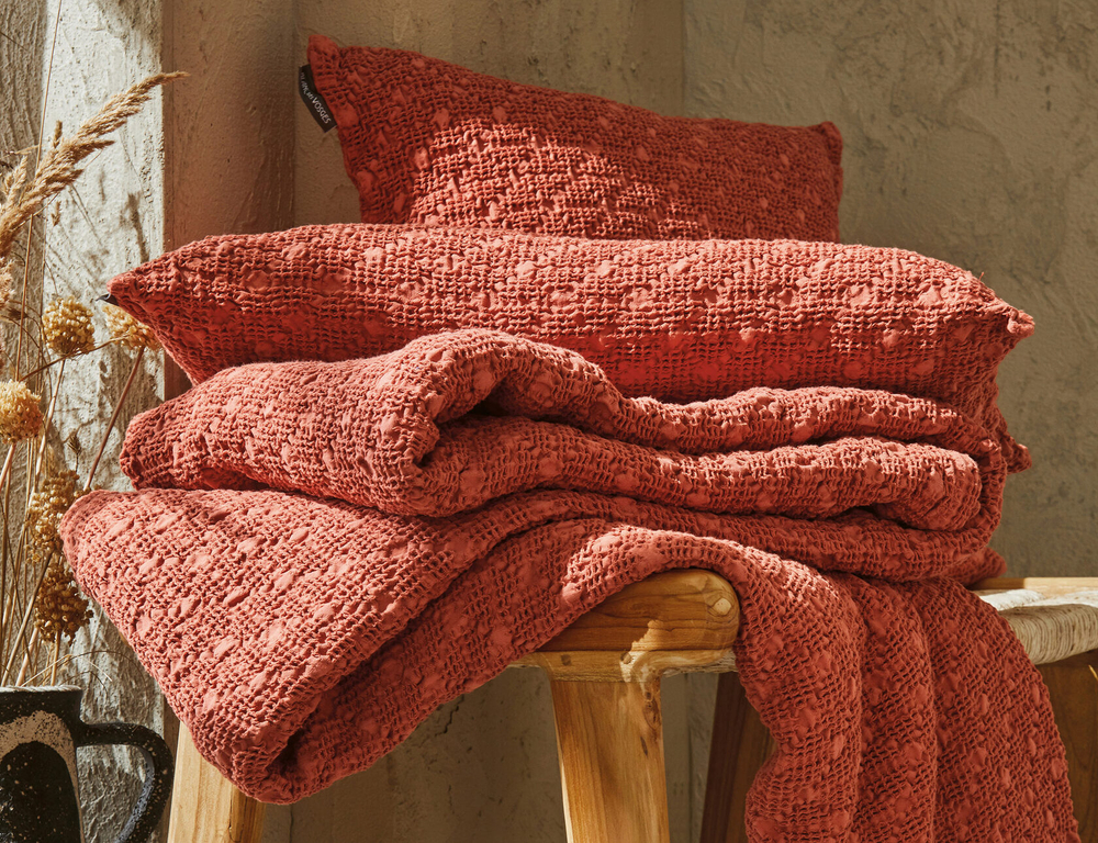 Покрывало EVEREST TERRACOTA теракотовый пике Blanc des Vosges 180x260 Терракотовый