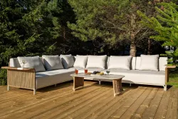 "Мальдивы" трансформирующаяся лаунж-зона из искусственного ротанга, цвет соломенный