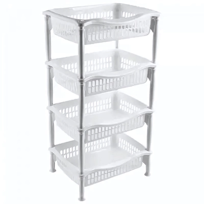 Этажерка прямоугольная 4х секционная белая