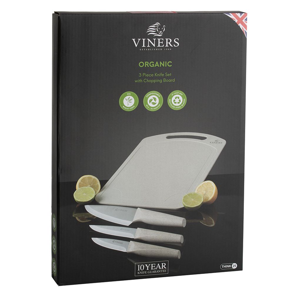 Viners Набор из 3 ножей и разделочной доски Organic