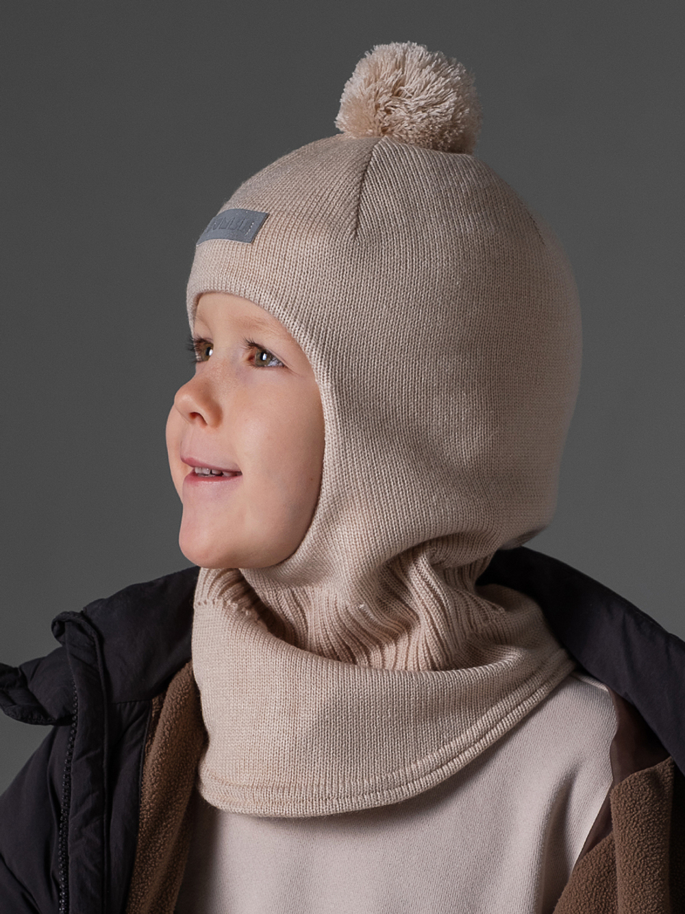 Шлем весенний/осенний вязаный (Жемчуг) ЧИП