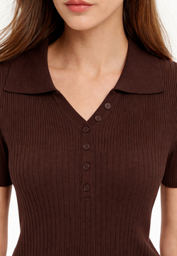Поло фактурной вязки на пуговицах