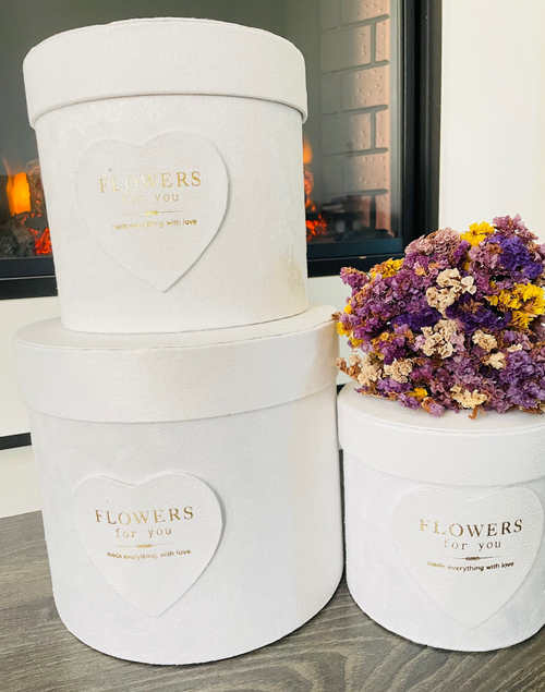 Коробки "Бархат" с сердечком Набор 3 шт. Белый