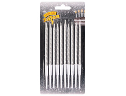 Свечи д/торта Серебро с подст 10см 10штG