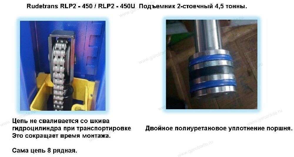 Двухстоечный автомобильный подъемник для автосервиса грузоподъемность 4500 кг RLP2-450U (серый)
