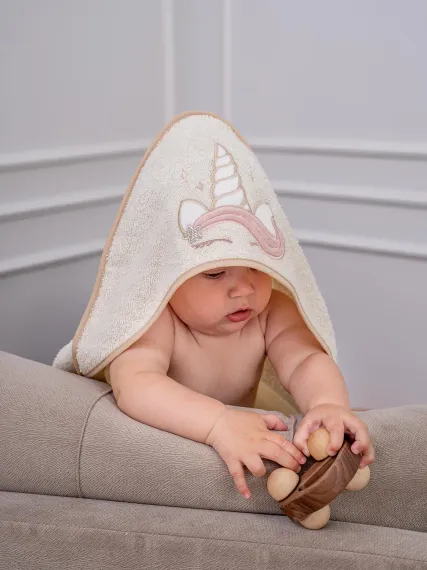 Полотенце с уголком махровое Lollycottons Единорог с челкой