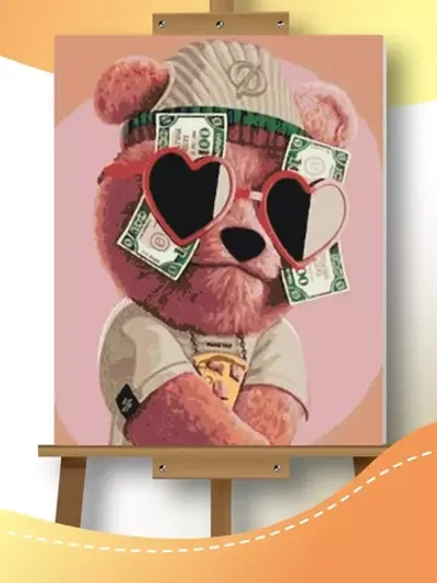 Мишка Тедди Доллары Картина по номерам на холсте 40х50
