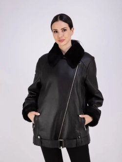 Дубленка женская натуральная авиатор зимняя оверсайз Турция