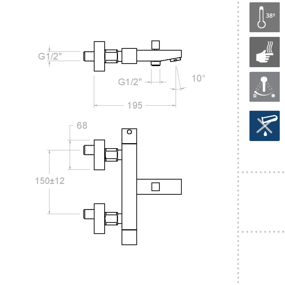 Смеситель термостатический для ванны KUATRO 4736S