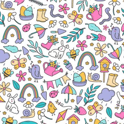 весенний паттерн с дудлами